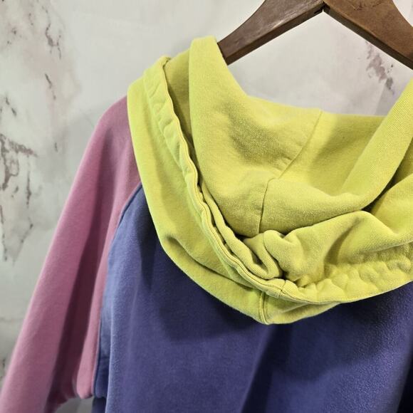 Teddy Fresh Hoodie Mens XL Pink Purple Sweatshirt Colorblock Heavyweight - Picture 6 of 13